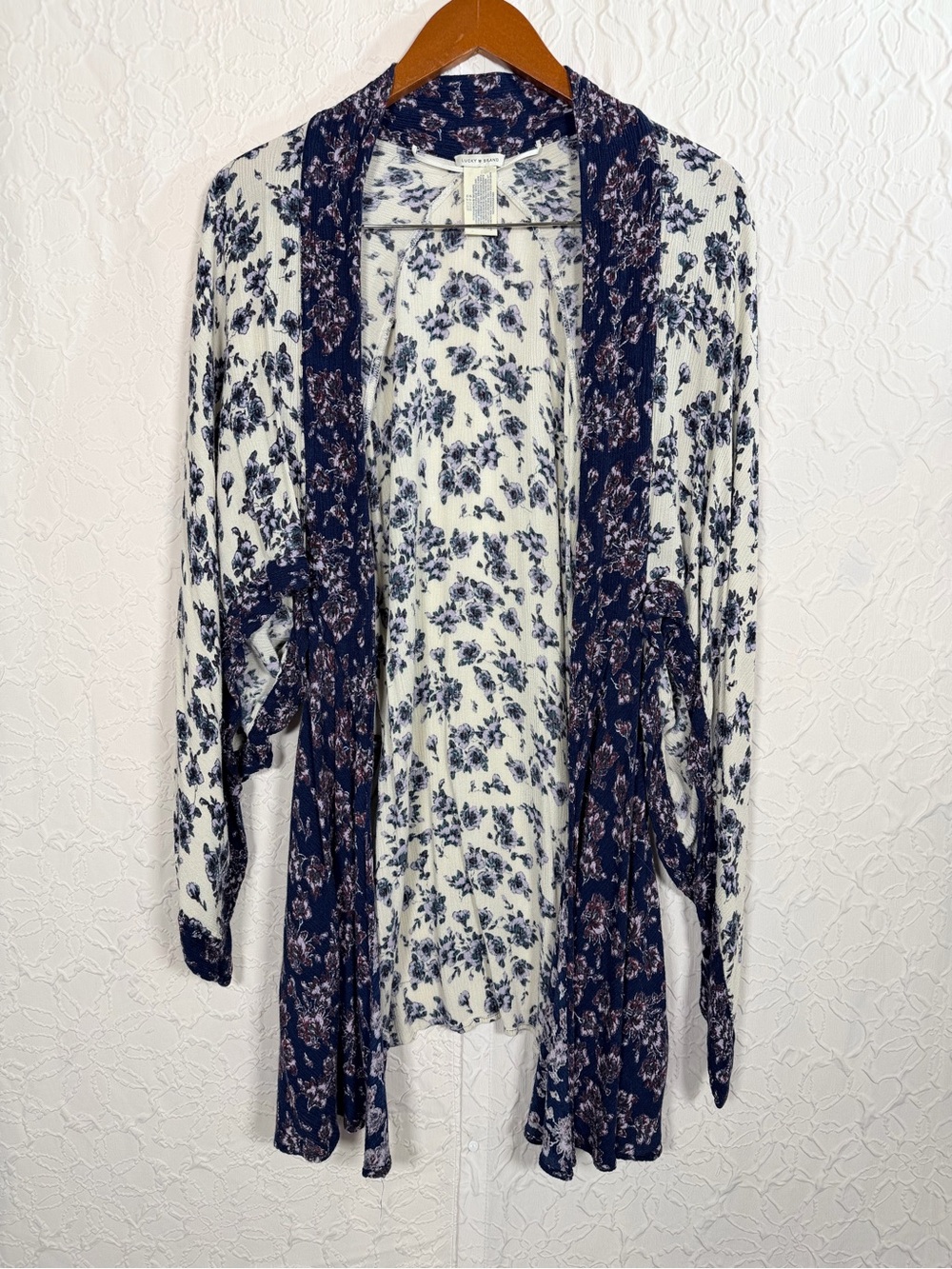 Lucky Brand Floral Viscose Drape Sleeve Kimono Sz S/M